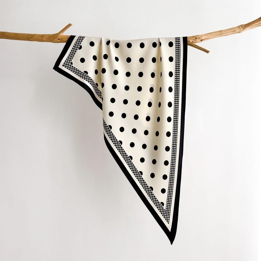 Thin Imitation Silk Scarf Polyester Waist Tying Scarf Vintage Polka Dot Triangle Scarf Club