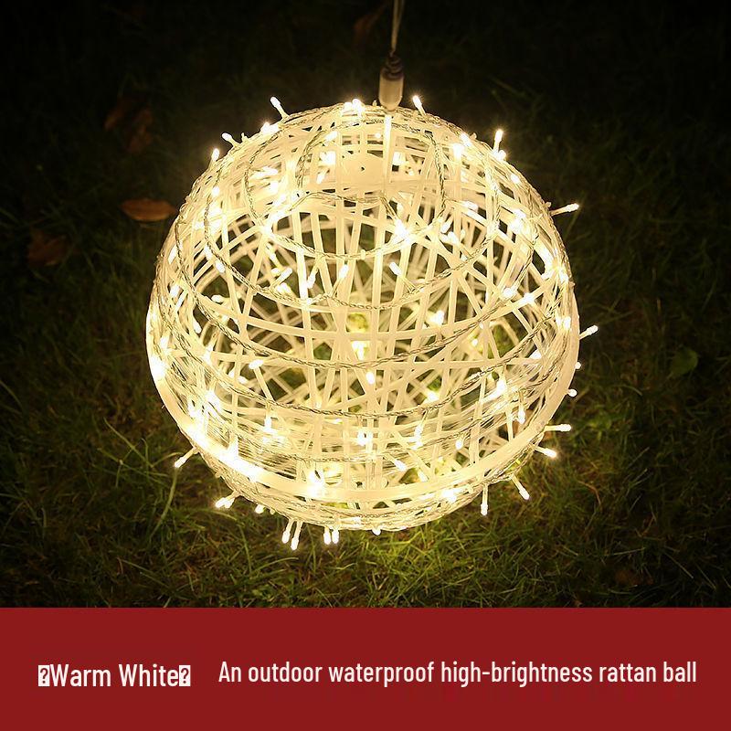 Solar-Powered Waterproof LED Rattan Ball String Lights for Outdoor Landscape and Tree Hanging