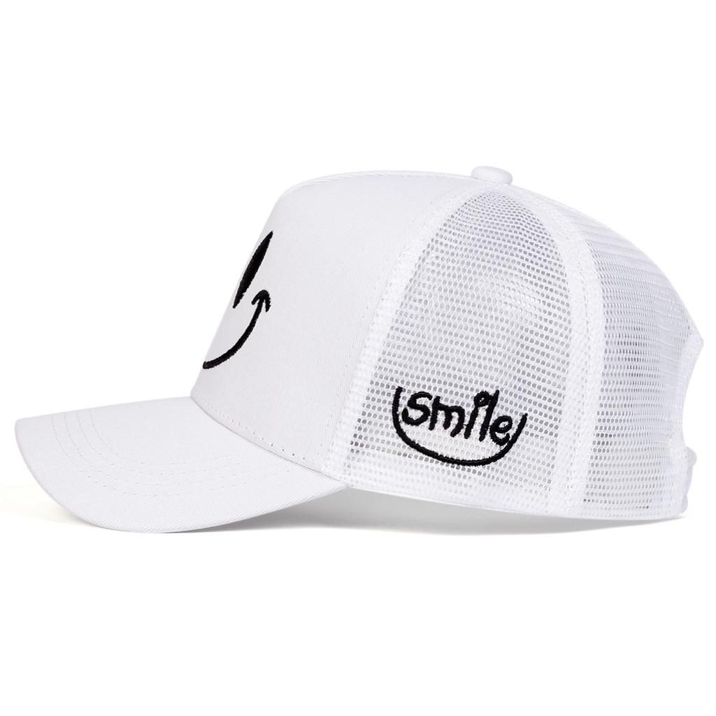 Cotton Blend Baseball Cap With Smiling Embroidery For Summer Casual Wear
