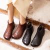 2025 Autumn/Winter Vintage Woven Cowhide Ankle Boots: Genuine Leather, Thick Sole, Zipper, Handmade Women's Fashion