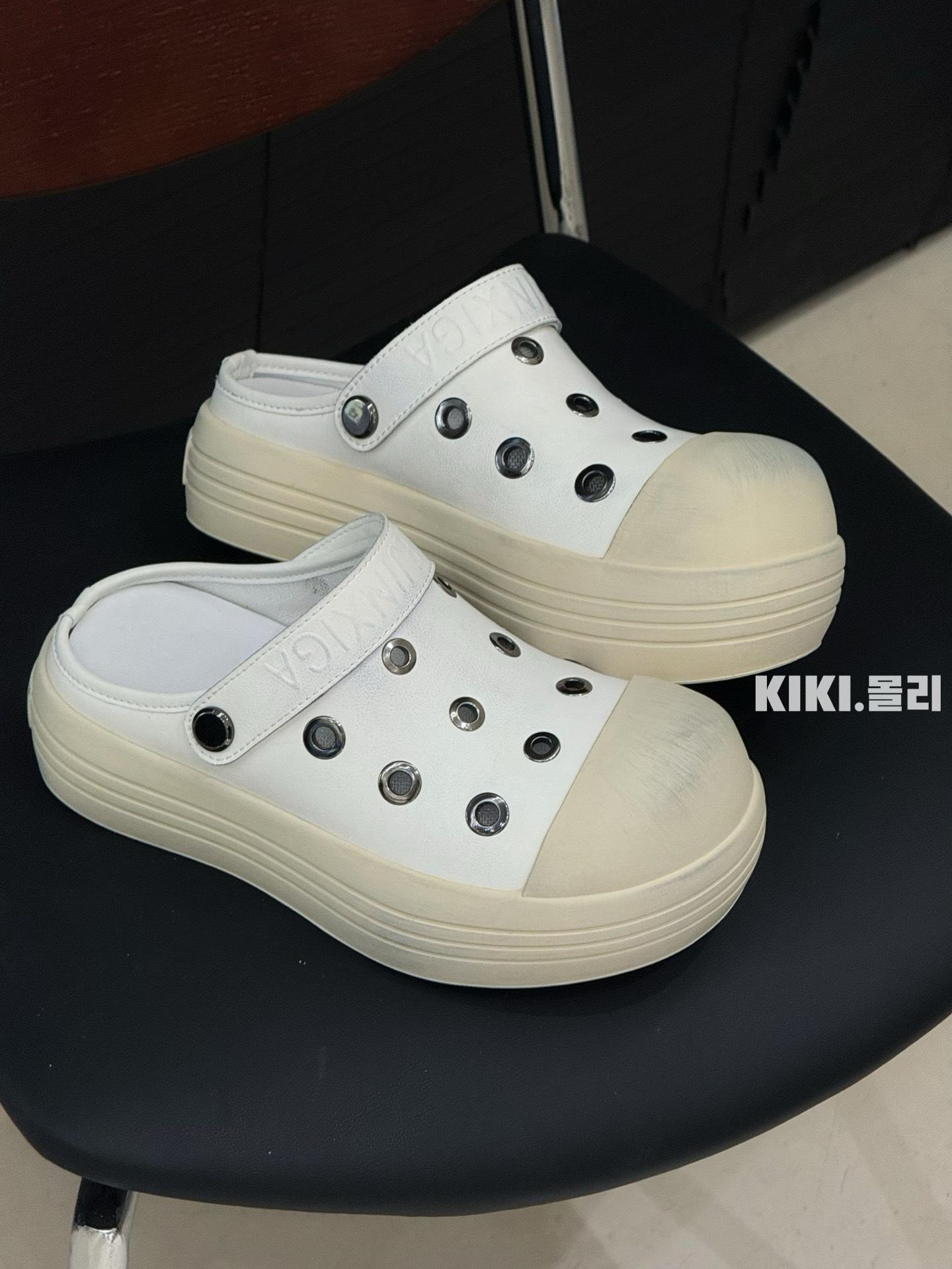 

Микки большая голова кожаные дырочные туфли мужские и женские ретро полые дышащие грязные туфли повседневные туфли платформа сумка голова тапочки 40 белый