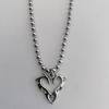 Titanium Steel Vintage Heart Pendant Necklace For Women With Geometric Design And Cross Chain