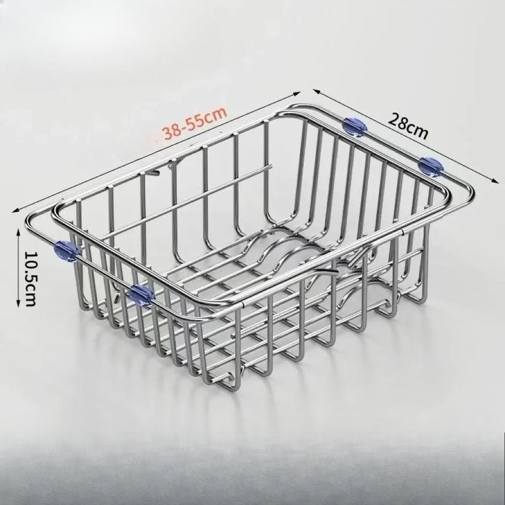 Sink Drain Basket Stainless Steel Dish Sink Vegetable Basin Telescopic Kitchen Storage Rack Dish Storage Rack Kitchen Supplies