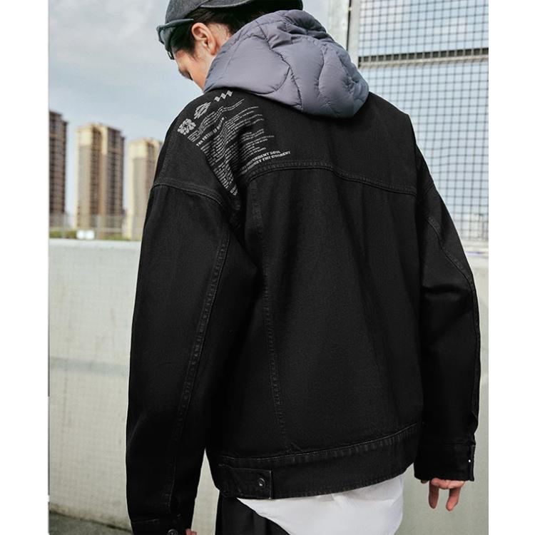 Li Ning CF Su Series Su Yuan Player Solid Color Washed Denim Jacket Unisex Jacket Black AJDT737-1