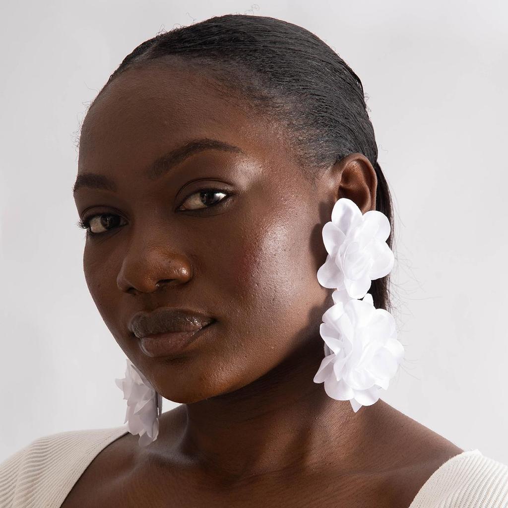 2 buc. Cercei lungi cu flori 3D simulate policrome, modă europeană, bijuterii pentru femei, fete, bijuterii proaspete cu flori mari pentru petrecere, sărbătoare