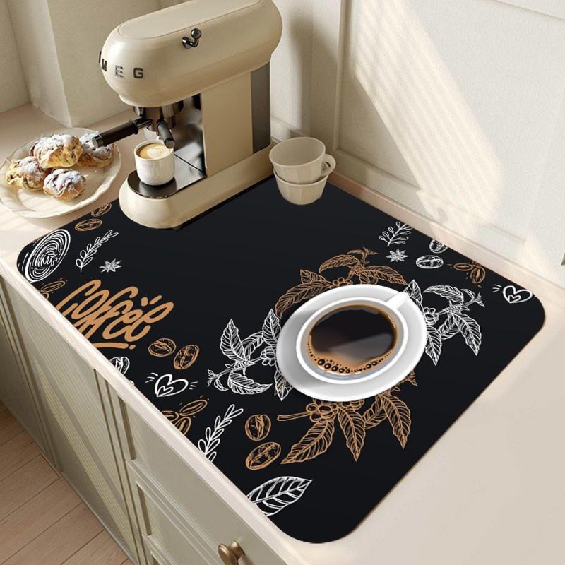 Coffee Machine Mat Coffee Machine Absorbent Non-Slip Mat Kitchen Countertop Drain Mat Kitchen Absorbent Non-Slip Mat