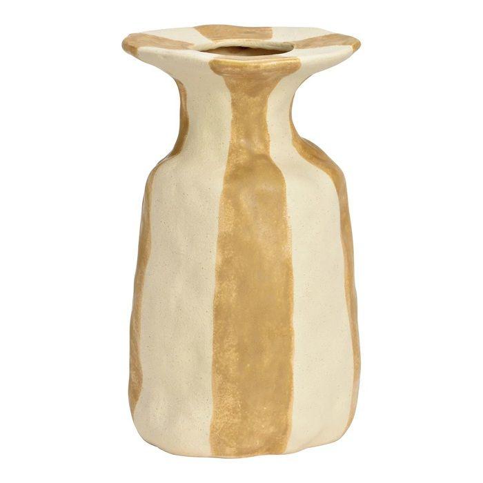 Vase en céramique rayé 15 x 26 cm beige
