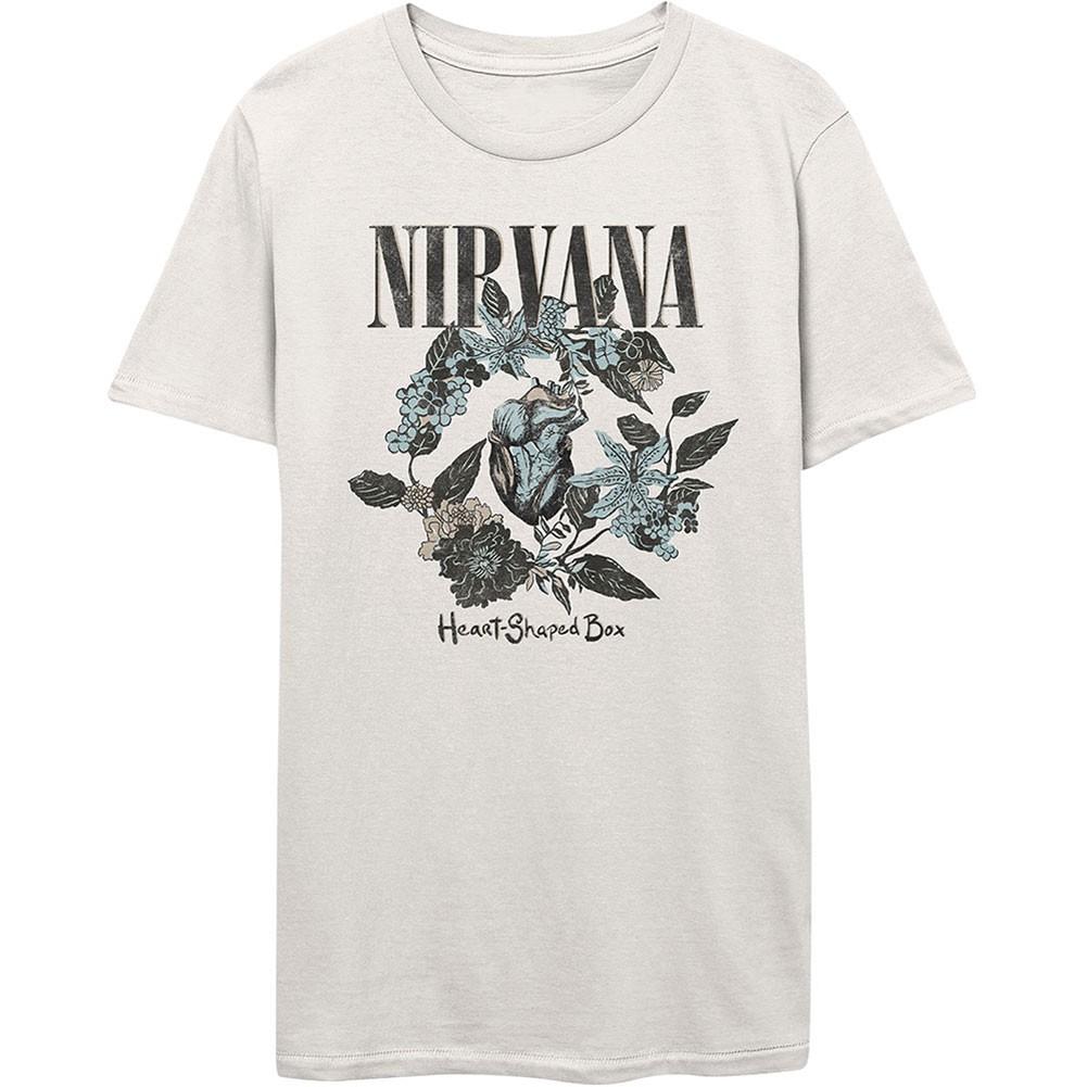 Men s Nirvana Heart Shape Box Slim Fit T-shirt Large White 3XL