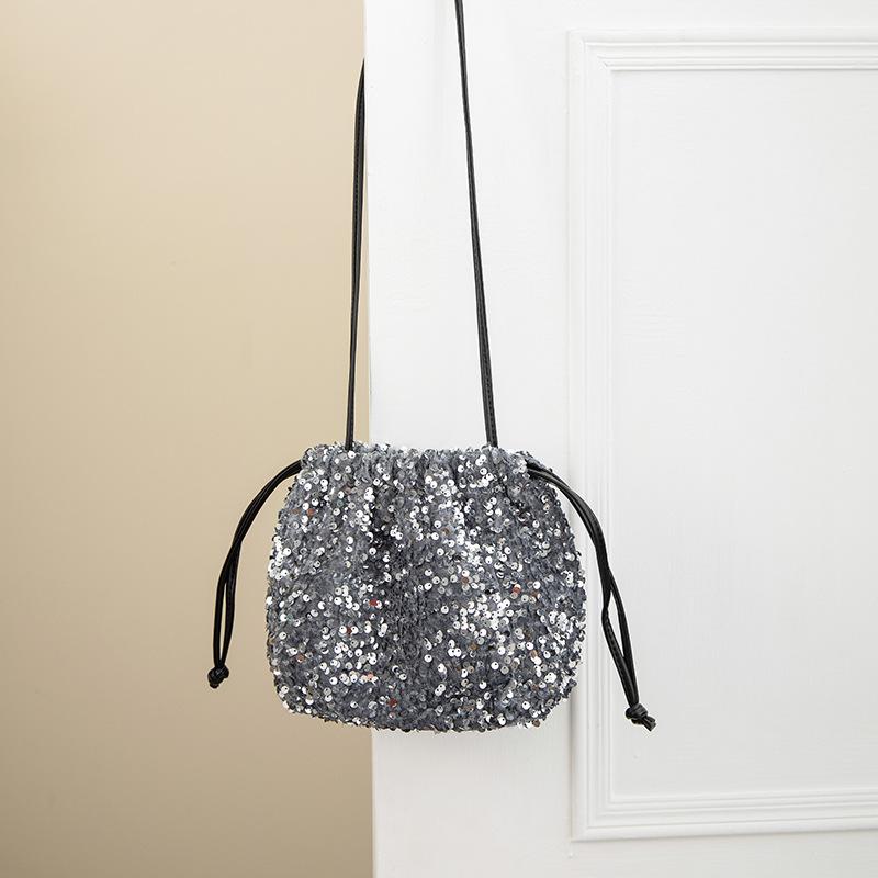 Модная сумка-ведро через плечо с женской сумкой на плечо с цветными пайетками