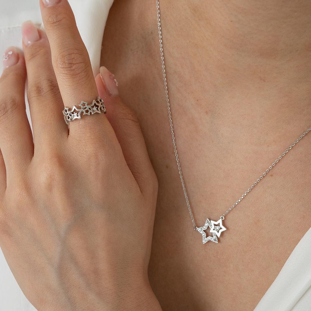 Monograph Star Clash Open Ring Mgfr0390 Rhodium Plated (White Gold)