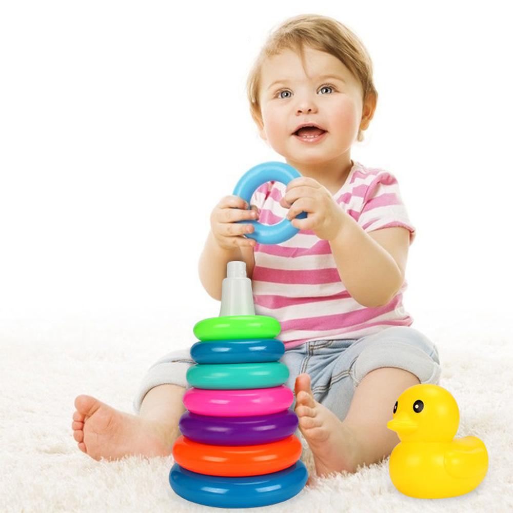 Baby Color Stacking Ring Cups Toy for Kids Toddler Baby Puzzle Development Rainbow Stacking Tower Games for Babies 0-3 Years Old
