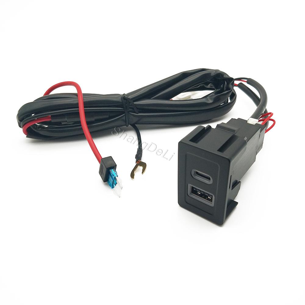 12V/24V Car Dual Charger QC3.0 USB PD Phone Charging Interface Adapter Socket For Suzuki SX4 Swift Accessories