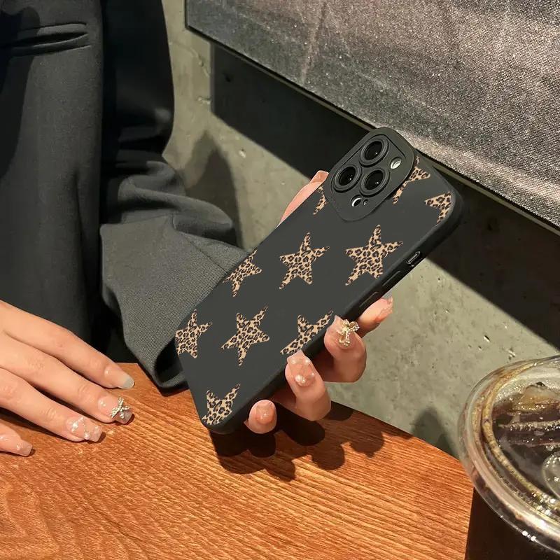 Leopard Print Star Bow Silicone Phone Case For Xiaomi Mi 15 14T 13T 12T Pro 14 13 11 Lite 5G NE Poco F6 F5 X5 M6 X7 Pro Cover
