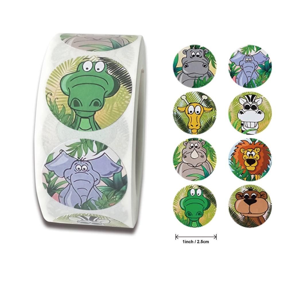 About 500pcs 1inch Cartoon Animal Children Sticker Label Thank You Cute Toy Game Sticker DIY Gift Sealing Label Decoration
