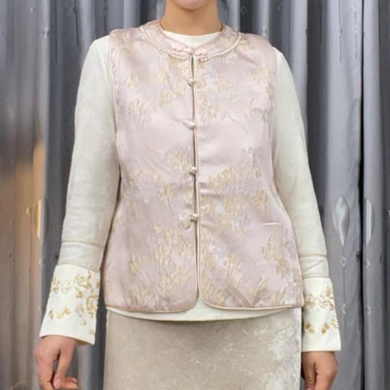 Double-Sided Layered Chinese Style Jacquard Vest for Middle-Aged & Elderly - Spring Qipao Vest