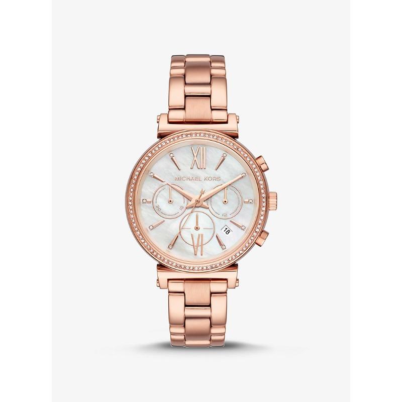 Michael Kors MK6576 Sofie Crystal Two-Tone Stainless Steel Chronograph Ladies Watch розового золота