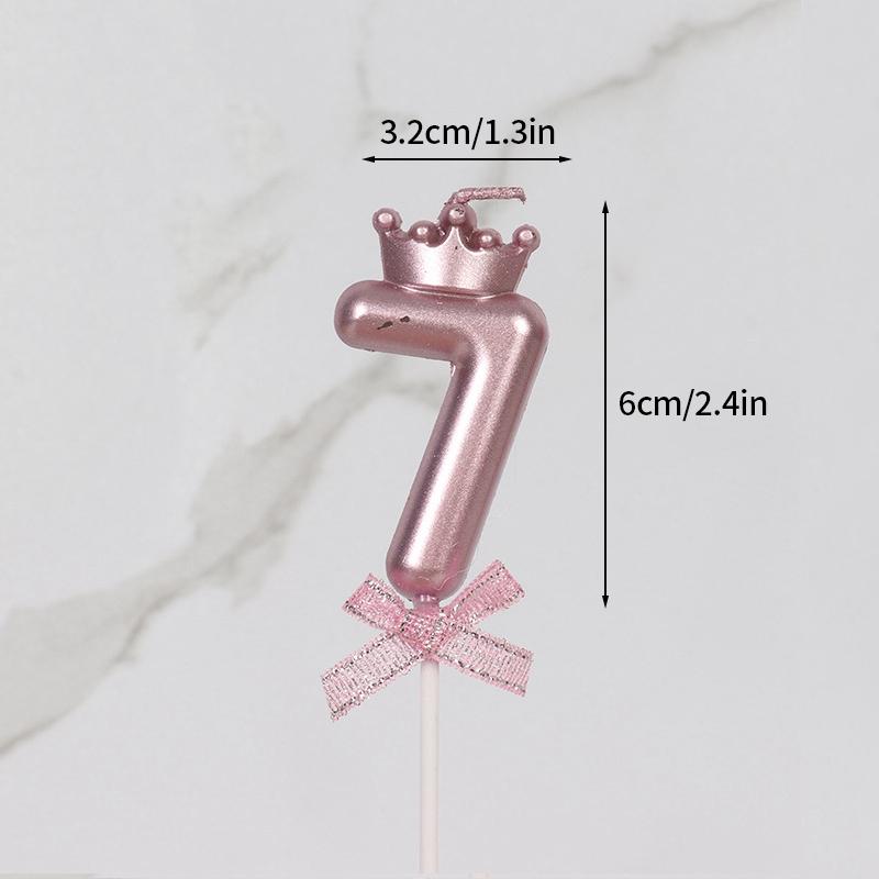 Pink Crown Candle Birthday 0-9 Number Cake Decoration Digital Candles Dessert Insert Decor Party Anniversary Day Cake Decor