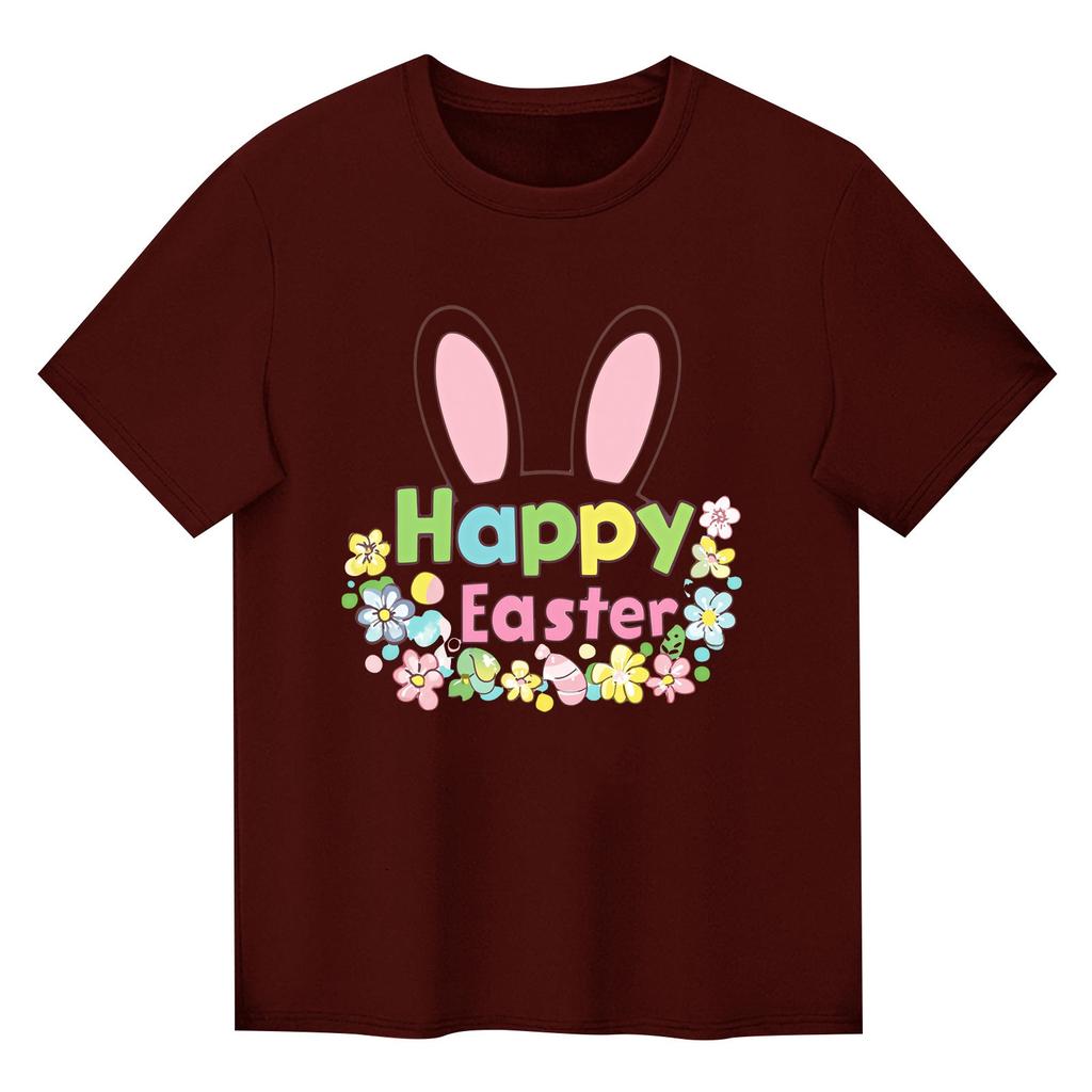 Children's Printed Short Sleeved Round Neck Casual Comfortable Loose Lightweight Top