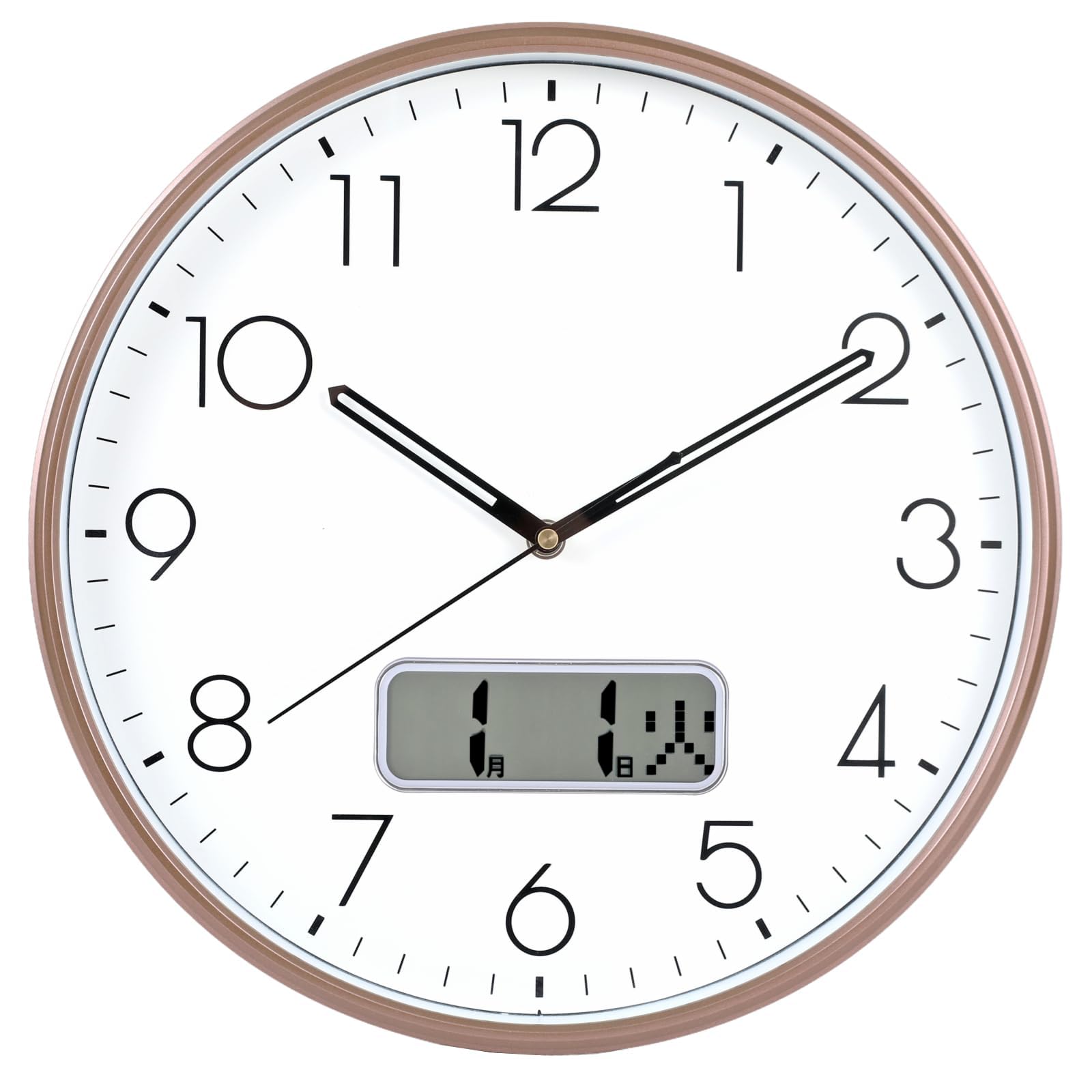 

Nbdeal Radio-Controlled Wall Clock with Date and Day Display, 35cm Diameter, Step Second Hand (Brown) Z-128