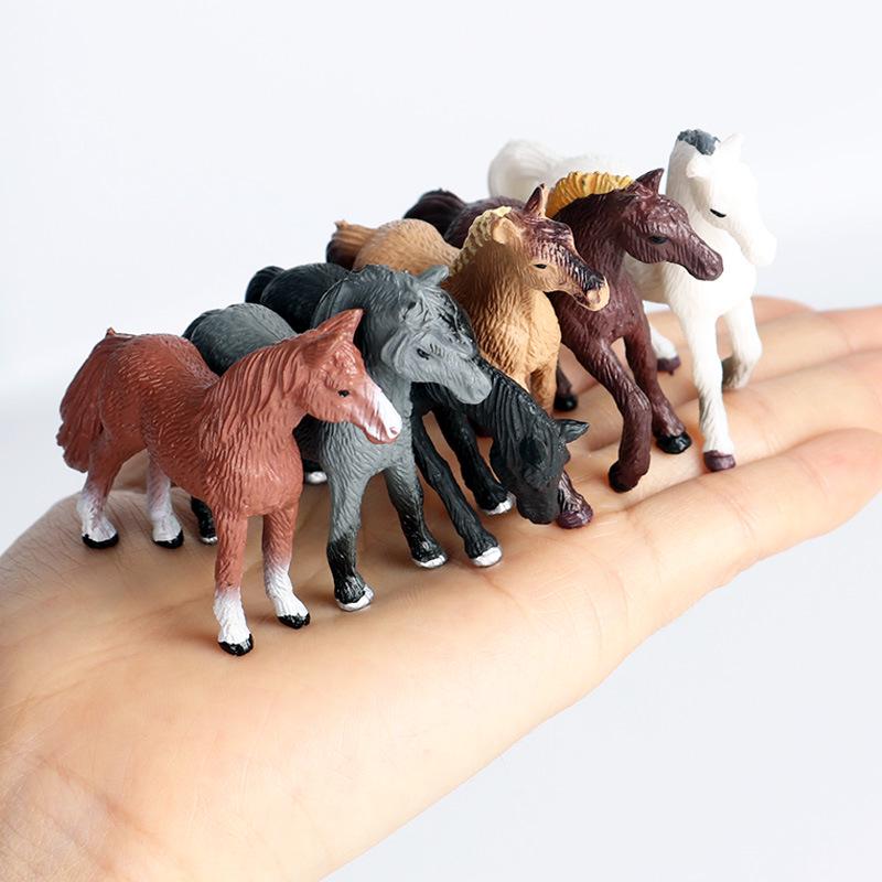Children's Wild Horse Simulation Model: Eight Horses with Black & White Foals Toy