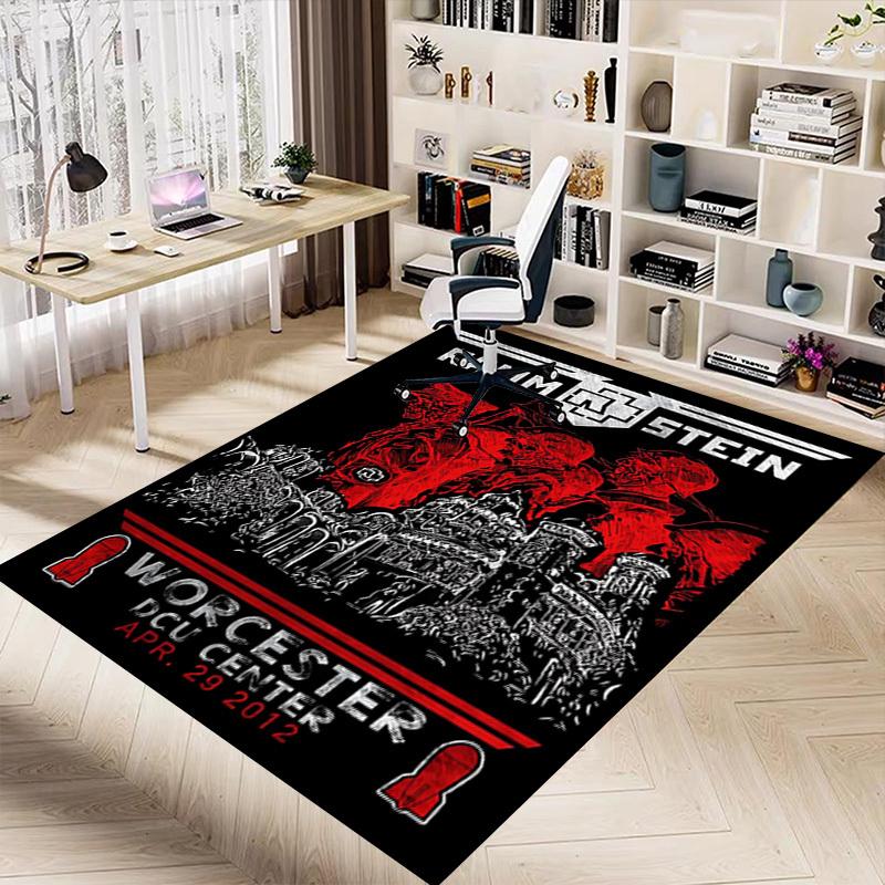 1pc RAMMSTEIN WORCESTER Home Office, Durable Polyester Floor Mat with Easy, Office Decor, Urban Style, Nonslip Backing