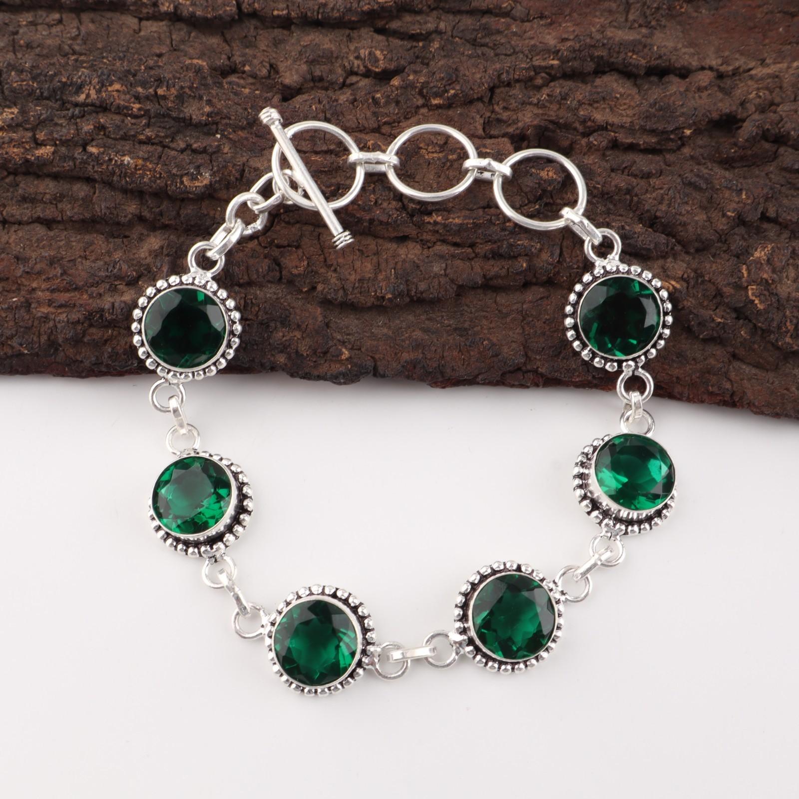 

Chrome Diopside Gemstone 925 Sterling Silver Handmade Jewelry Boho Bracelet 7-9 RB-17-3