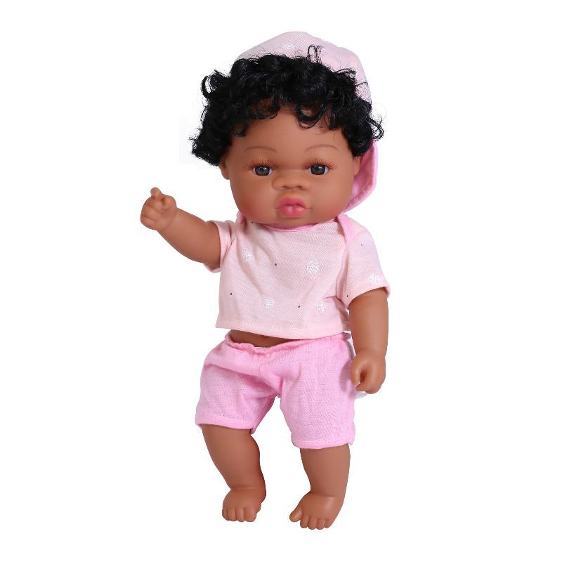 Cute 33cm Black Skin Reborn Girl Dolls with Afro Hair Full Silicone Body Lifelike Newborn Doll Open Eyes Alive Bebe Reborn Doll Children Holiday Gifts