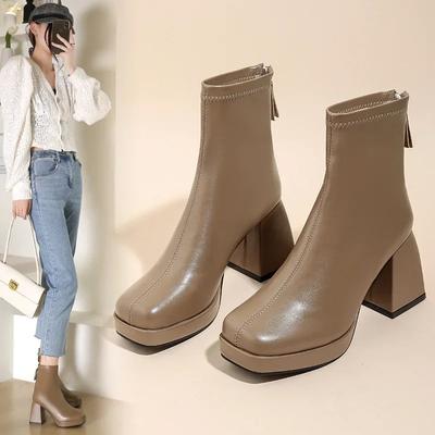 Damenstiefel Mode Chelsea Boots Reißverschluss hinten Herbst High Heels Damenschuhe Heiß verkaufende Designer Stiefeletten