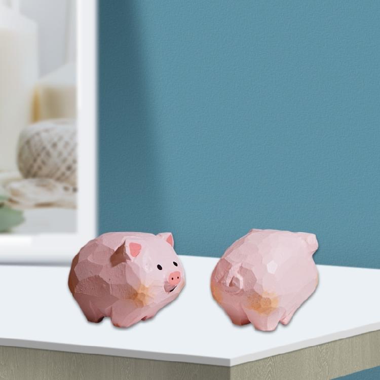Adorable Wood Piggy Statues Perfect For Living Room Bedroom Or Study Decoration Piggy Sculptures