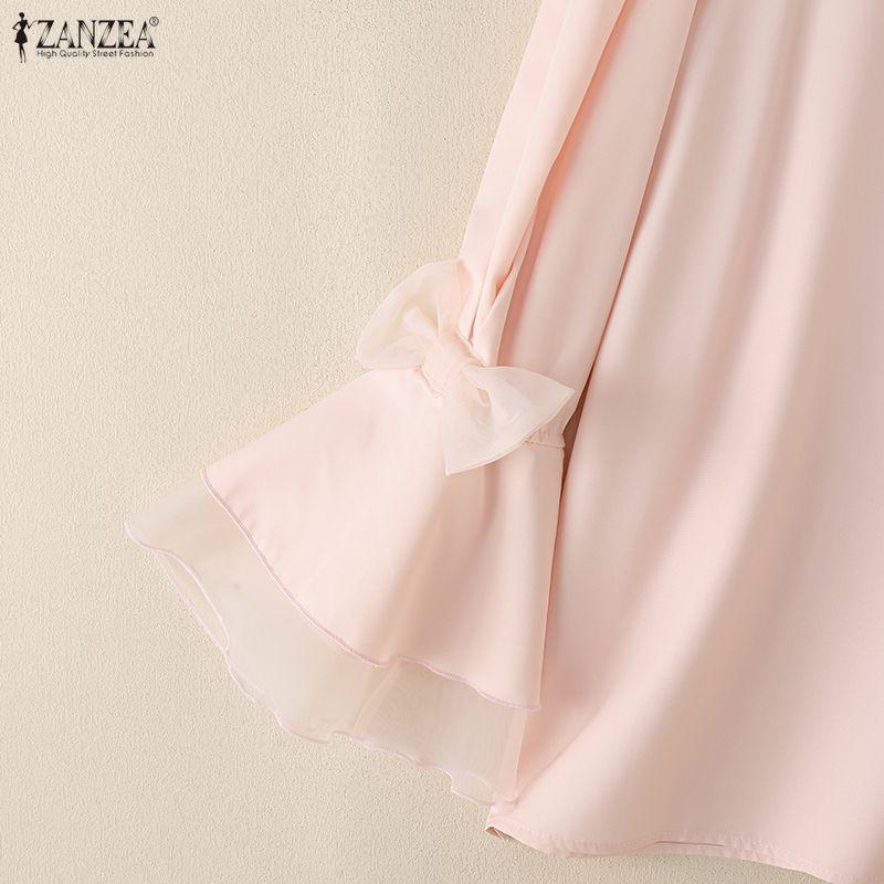 ZANZEA Dámská ležérní halenka s kulatým výstřihem a 3/4 rukávy