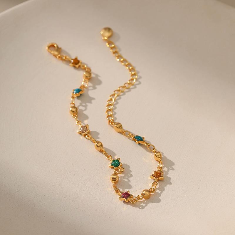 Stainless Steel Y2K Colorful Zircon Crystal Bracelet for Women Luxury Elegent 18K Gold Color Chain Dazzling Handmade Jewelry Acc