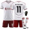 Liverpool FC Kids Soccer Jersey Set 2026-27 Away White 11 Salah Youth Football Kit Breathable Quick-Dry Training Match Uniform