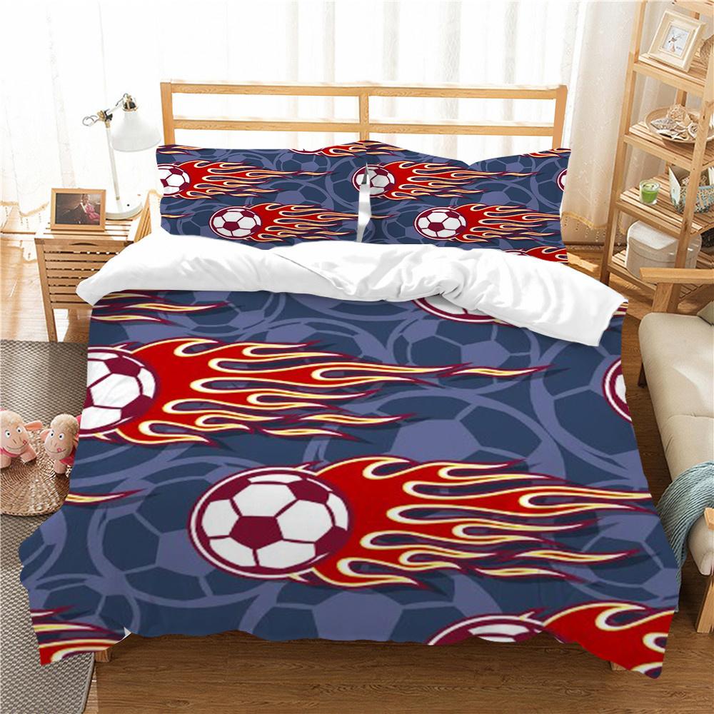 Costum de pat cu imprimeu 3D de fotbal Lenjerie de pat Husă de pilota Lenjerie de pat pentru acasă Cadou pentru copii Consolat din microfibră Husă de pilota respirabilă