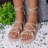 Women's Sandals Summer New Round Head Hollow Before Lacing Soft Soles Anti-slip Wear-resistant Flat Shoes
