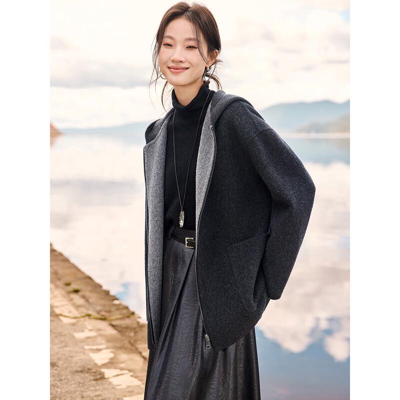 Women's Reversible Hooded Double-Faced Wool Coat