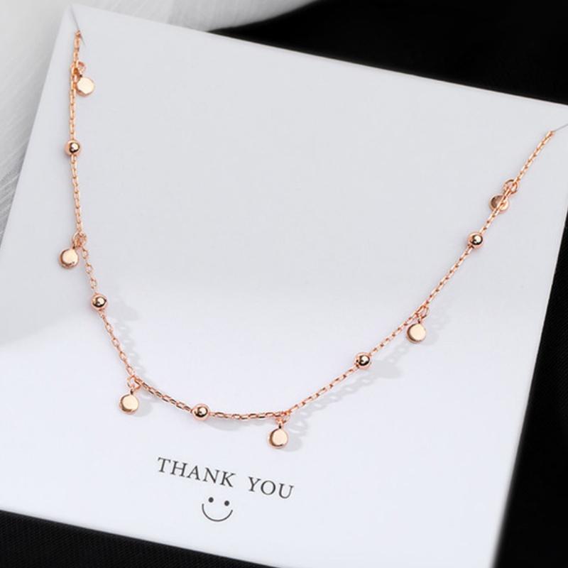Silver Round Beads Tassel Necklace for Women Exquisite Clavicle Chain Girls Jewelry Choker Gifts