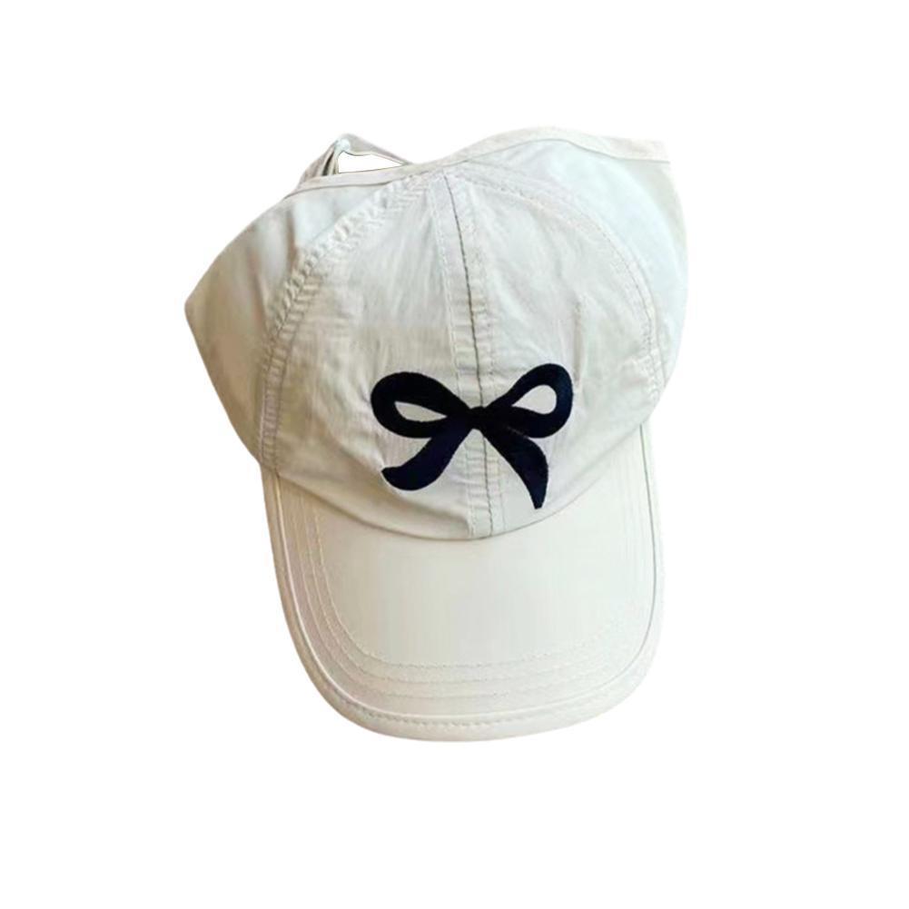 Cute Kids Baseball Hat Visor, Waterproof Bow Tie Sun Cap, Toddler Girls High Ponytail Hat, Summer Beach Hat Adjustable Age 2-5
