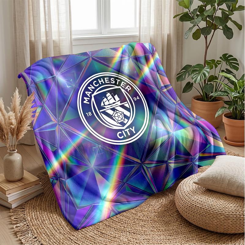 Coperta a tema Manchester City Morbida coperta in flanella Coperta morbida da divano Coperta accogliente per divano e letto per la decorazione della casa