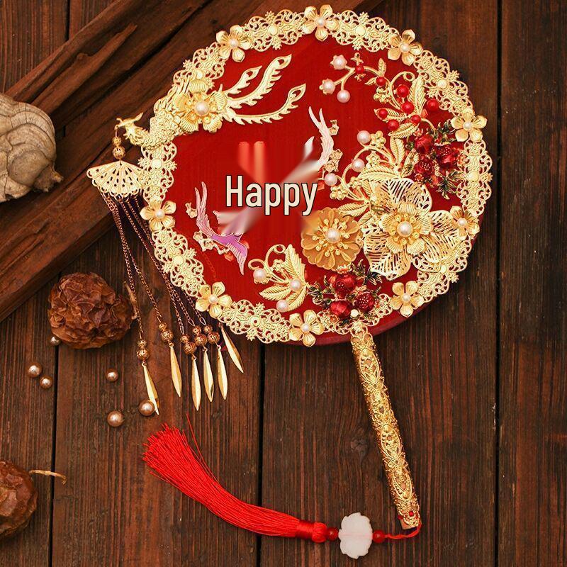 Xiuhe Bridal Fan with Bouquet: Traditional Chinese Wedding Accessory