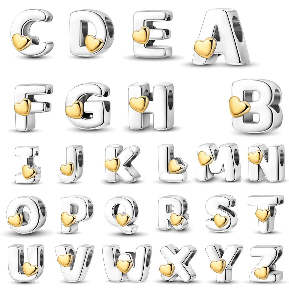 Copper Colour Letter Charm Fit Bracelet Copper Colour Original 26 Alphabet Beads Diy Charms For Jewelry Making