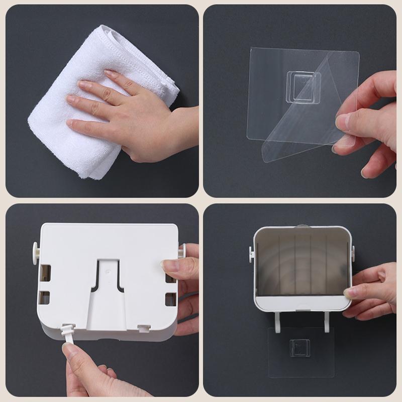 Waterproof Soap Box with Lid Drainage Soap Tray Wall Mounted Soap Holder Storage Rack Hanging Organizer Bathroom Accessories