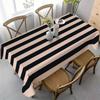 1 Stück Vintage-gestreifte rechteckige Tischdecke - Auffällige schwarz-beige Streifen, Hergestellt aus strapazierfähigem Polyester, Leicht zu reinigen für drinnen und draußen