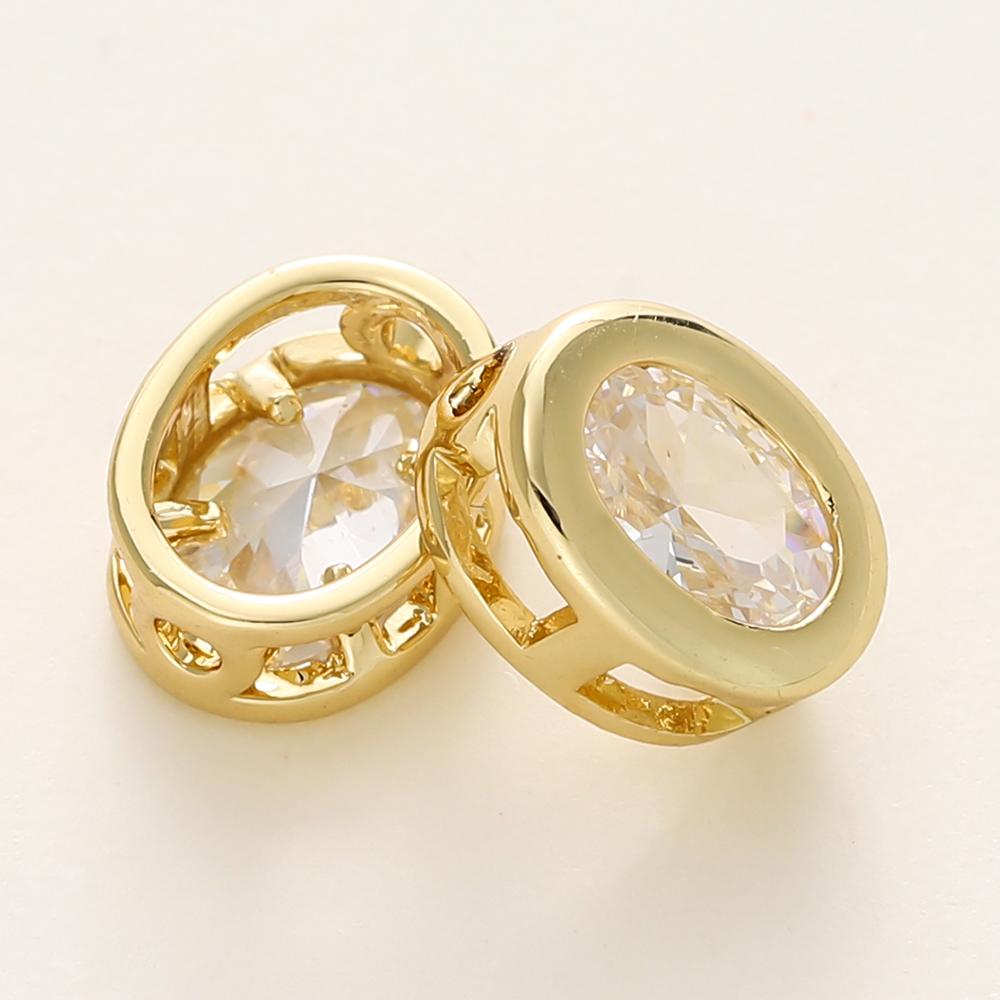 46Pcs 18K Gold Color Plated Brass Ellipse Cuboid Heart Beads With Zircon For Diy Bracelet Necklace Jewelry Making Accessories