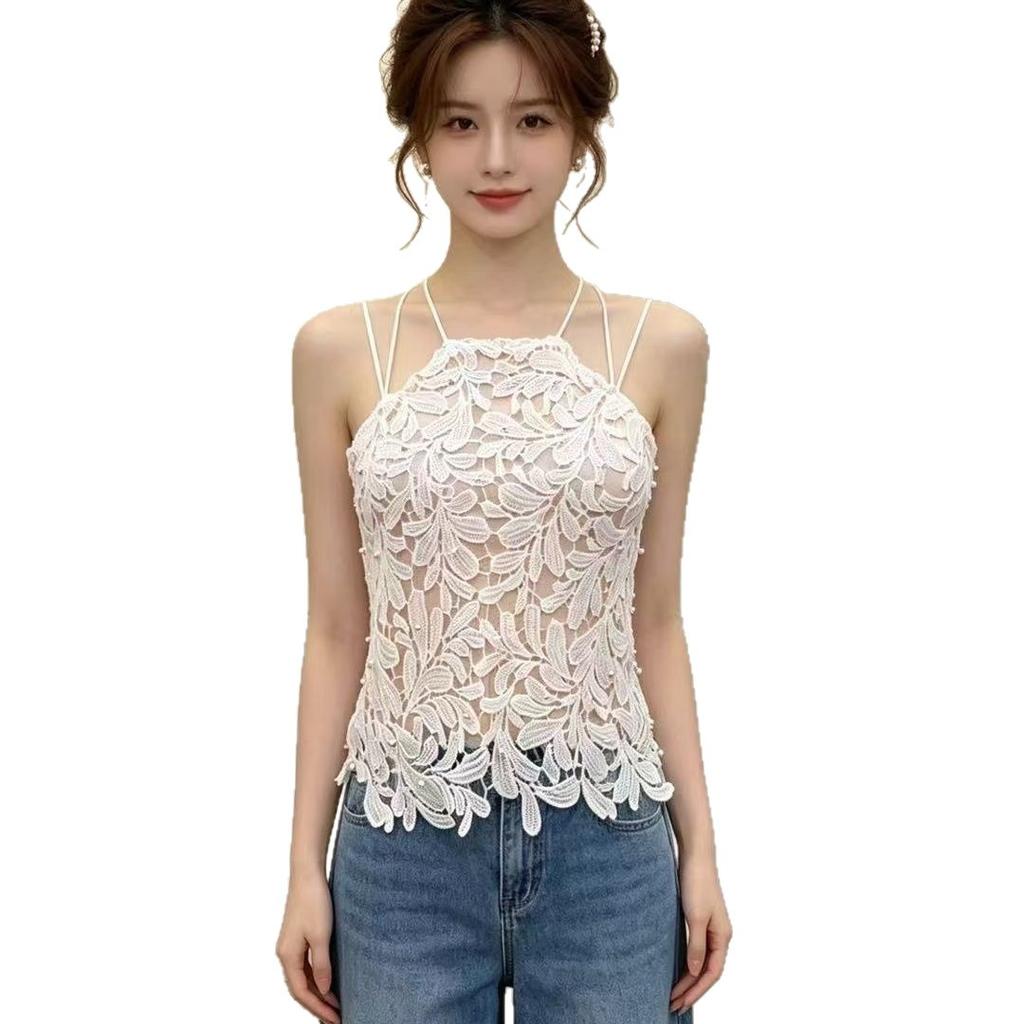 Sling vest outer wear neck lace D beads summer sexy temperament versatile fashion beauty back with clothes