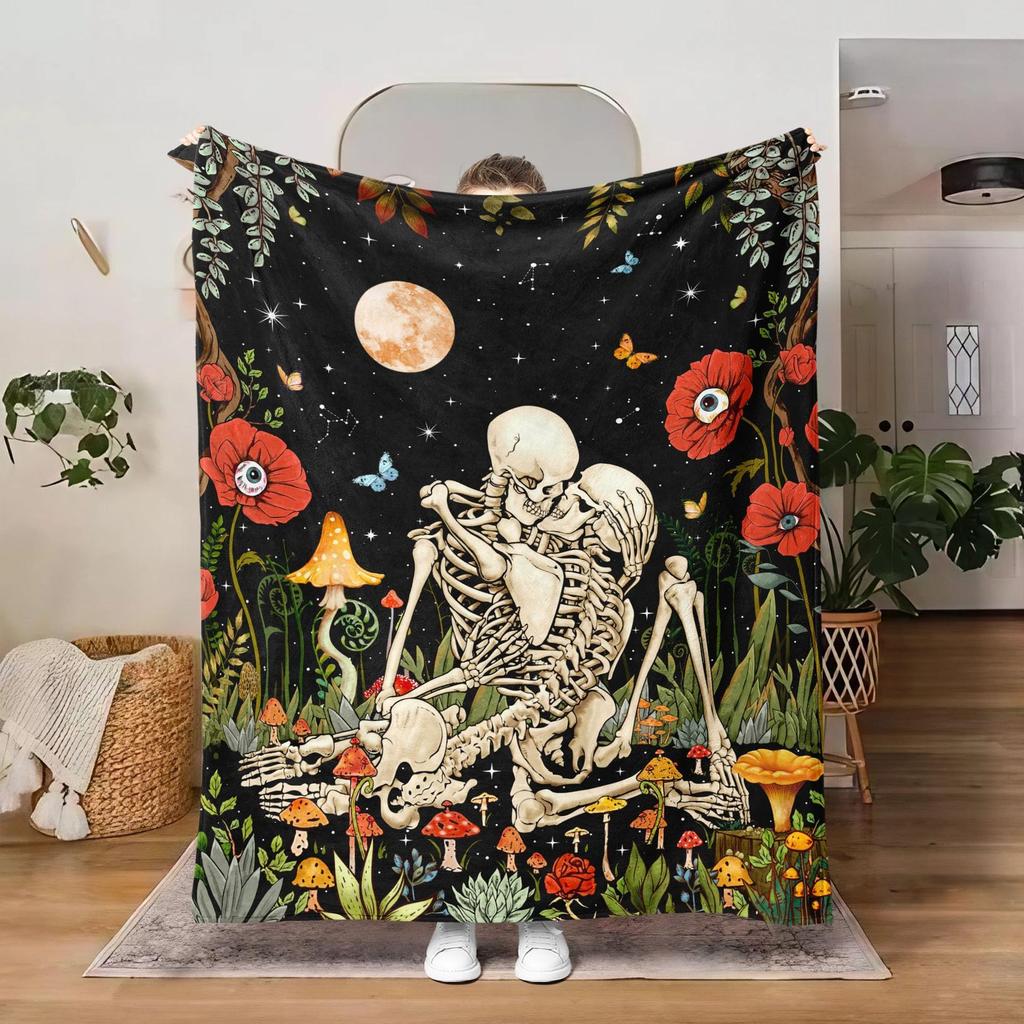 Halloween Fun Skull Dance Plush Blanket All Seasons Suitable for Sofa Bed Office Nap Blanket Cover Blanket