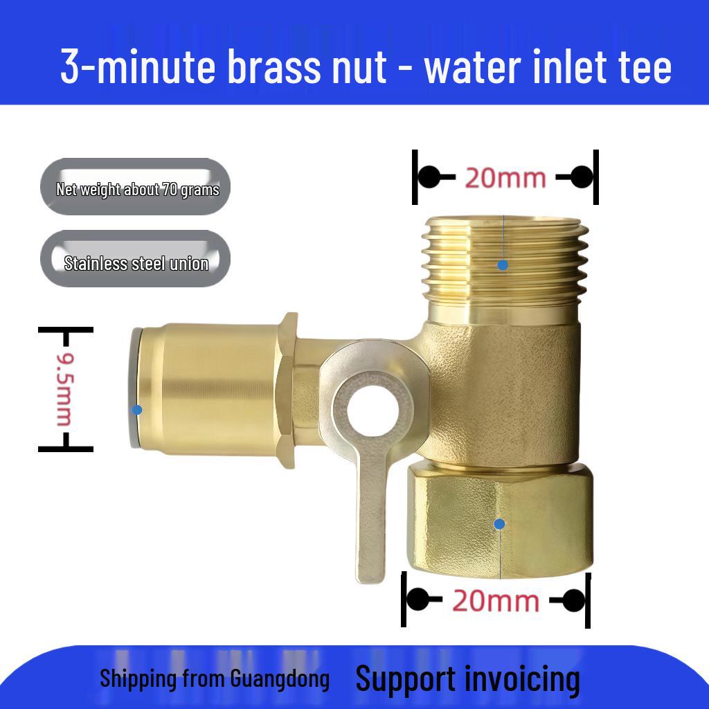 Copper Water Purifier Inlet Tee & Diverter Connector Faucet Adapter