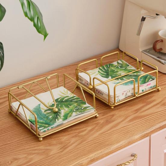 Napkin Holder for Table Flat Napkin Dispenser with Weighted Arm Square Cocktail Paper Holder for Kitchen Dining Room Restaurant Decor
