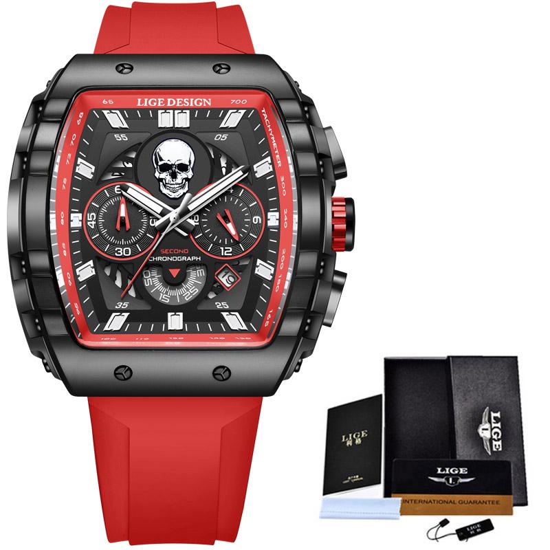 Top Brand Men's Watches Luxury Square Quartz Wristwatch Waterproof Military Chronograph Watch For Men Relogio Masculino+BOX