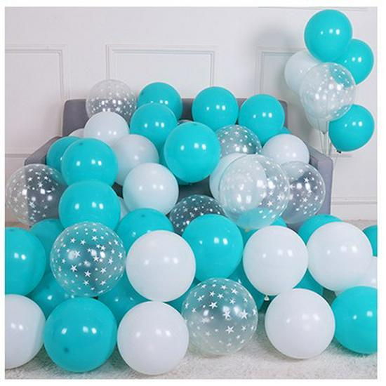 10-Inch Thickened Latex Blue & Chrome Metal Decorative Balloon Set
