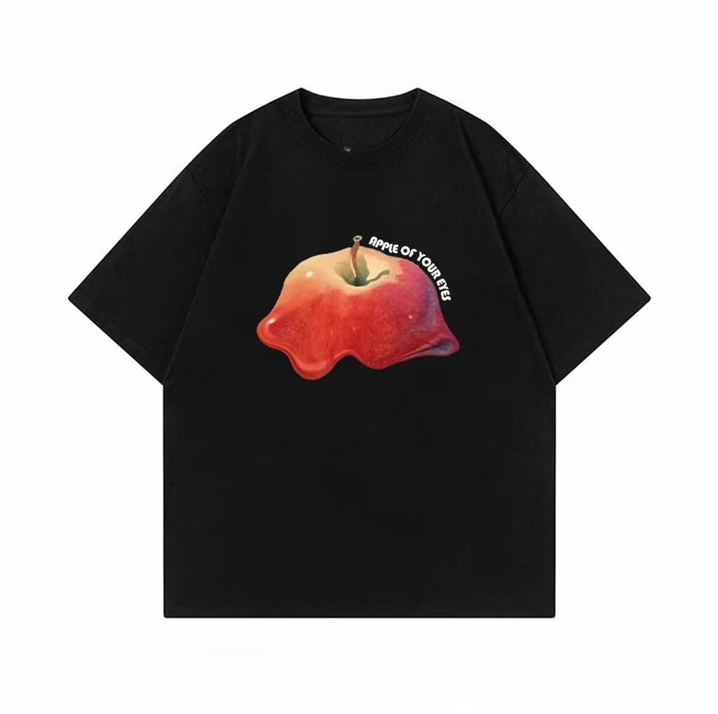 Melting Apple Apple Of Your Eyes Tshirt Unisex Women Aesthetic Fruit Graphic Tee Oversized Streetwear Cotton Casual Short Sleeve
